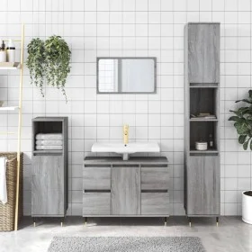 Mueble de baño madera de ingeniería gris Sonoma 80x33x60 cm de vidaXL, Tocadores de baño - Ref: Foro24-831650, Precio: 75,14 ...