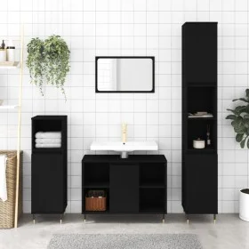 Black engineered wood bathroom cabinet 80x33x60 cm by vidaXL, bathroom vanities - Ref: Foro24-831621, Price: 54,51 €, Discoun...
