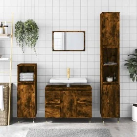Mueble de baño madera de ingeniería roble ahumado 80x33x60 cm de vidaXL, Tocadores de baño - Ref: Foro24-831649, Precio: 72,9...