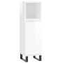 Armario de baño madera contrachapada blanco brillo 30x30x100 cm de vidaXL, Tocadores de baño - Ref: Foro24-831566, Precio: 62...