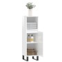 Armario de baño madera contrachapada blanco brillo 30x30x100 cm de vidaXL, Tocadores de baño - Ref: Foro24-831566, Precio: 62...