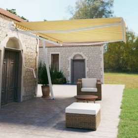 Toldo de pie automático amarillo y blanco 500x350 cm en Toldos | Comprar online en Foru.es