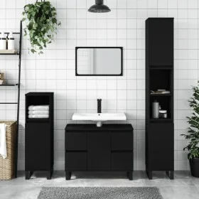 Black engineered wood bathroom cabinet 80x33x60 cm by vidaXL, bathroom vanities - Ref: Foro24-831661, Price: 76,79 €, Discoun...