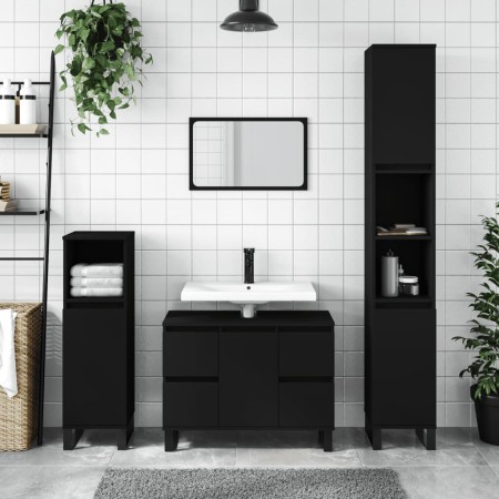 Mueble de baño madera de ingeniería negro 80x33x60 cm de vidaXL, Tocadores de baño - Ref: Foro24-831661, Precio: 78,38 €, Des...