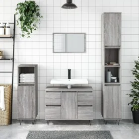 Mueble de baño madera de ingeniería gris Sonoma 80x33x60 cm de vidaXL, Tocadores de baño - Ref: Foro24-831658, Precio: 73,63 ...
