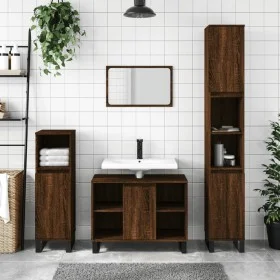 Mueble de baño madera de ingeniería roble marrón 80x33x60 cm de vidaXL, Tocadores de baño - Ref: Foro24-831643, Precio: 61,54...