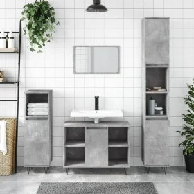 Mueble de baño madera de ingeniería gris hormigón 80x33x60 cm de vidaXL, Tocadores de baño - Ref: Foro24-831632, Precio: 48,7...