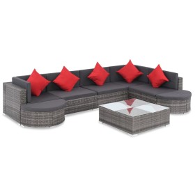 Set de muebles de jardín 8 pzas y cojines ratán sintético gris en Conjuntos de jardín | Comprar online en Foru.es