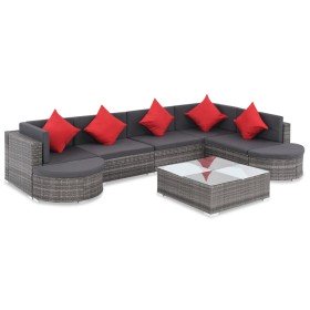 Set de muebles de jardín 8 pzas y cojines ratán sintético gris en Conjuntos de jardín | Comprar online en Foru.es