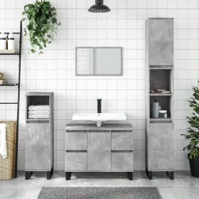 Mueble de baño madera de ingeniería gris hormigón 80x33x60 cm de vidaXL, Tocadores de baño - Ref: Foro24-831664, Precio: 81,2...