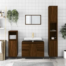 Mueble de baño madera de ingeniería roble marrón 80x33x60 cm de vidaXL, Tocadores de baño - Ref: Foro24-831651, Precio: 74,91...