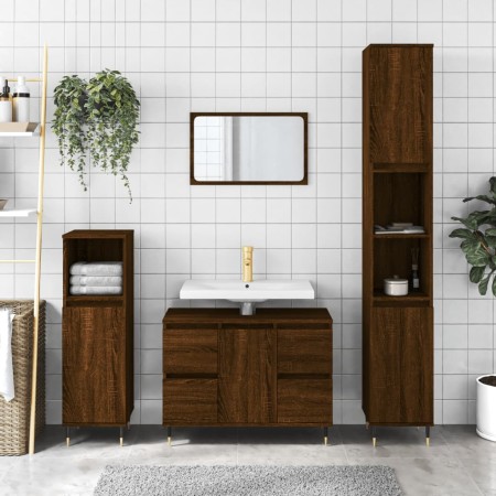 Mueble de baño madera de ingeniería roble marrón 80x33x60 cm de vidaXL, Tocadores de baño - Ref: Foro24-831651, Precio: 75,83...