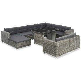 Set de muebles de jardín 10 pzas y cojines ratán sintético gris en Conjuntos de jardín | Comprar online en Foru.es