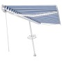 Toldo automático LED sensor de viento azul y blanco 500x350 cm en Toldos | Comprar online en Foru.es