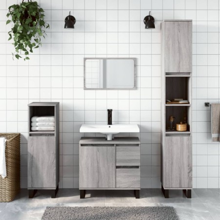 Armario de baño madera contrachapada gris Sonoma 65x33x60 cm de vidaXL, Tocadores de baño - Ref: Foro24-831618, Precio: 81,65...