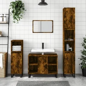 Mueble de baño madera de ingeniería roble ahumado 80x33x60 cm de vidaXL, Tocadores de baño - Ref: Foro24-831641, Precio: 74,0...