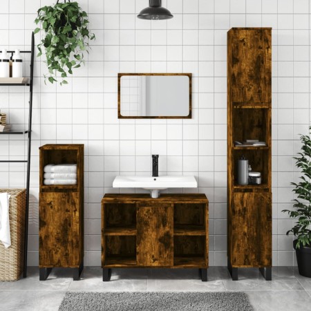 Mueble de baño madera de ingeniería roble ahumado 80x33x60 cm de vidaXL, Tocadores de baño - Ref: Foro24-831641, Precio: 74,9...