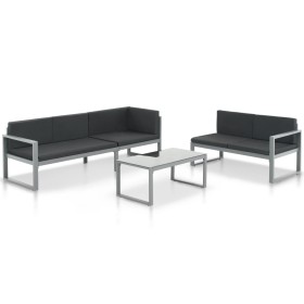Set de muebles de jardín con cojines 3 piezas aluminio negro en Conjuntos de jardín | Comprar online en Foru.es