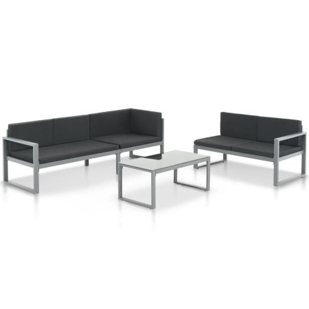 Set de muebles de jardín con cojines 3 piezas aluminio negro en Conjuntos de jardín | Comprar online en Foru.es
