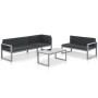 Set de muebles de jardín con cojines 3 piezas aluminio negro en Conjuntos de jardín | Comprar online en Foru.es