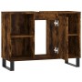 Mueble de baño madera de ingeniería roble ahumado 80x33x60 cm de vidaXL, Tocadores de baño - Ref: Foro24-831641, Precio: 74,9...