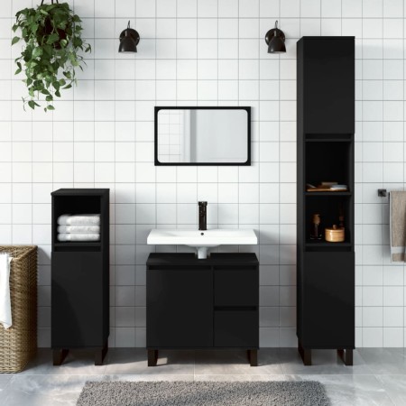 Armario de baño madera contrachapada negro 65x33x60 cm de vidaXL, Tocadores de baño - Ref: Foro24-831613, Precio: 87,31 €, De...