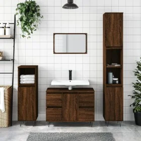 Mueble de baño madera de ingeniería roble marrón 80x33x60 cm de vidaXL, Tocadores de baño - Ref: Foro24-831659, Precio: 73,93...