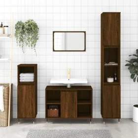 Mueble de baño madera de ingeniería roble marrón 80x33x60 cm de vidaXL, Tocadores de baño - Ref: Foro24-831627, Precio: 59,94...