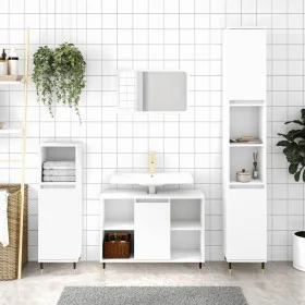 Armario de baño madera de ingeniería blanco 30x30x100 cm de vidaXL, Tocadores de baño - Ref: Foro24-831548, Precio: 44,09 €, ...