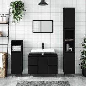 Mueble de baño madera de ingeniería negro 80x33x60 cm de vidaXL, Tocadores de baño - Ref: Foro24-831653, Precio: 77,85 €, Des...