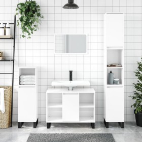 Mueble de baño madera de ingeniería blanco brillo 80x33x60 cm de vidaXL, Tocadores de baño - Ref: Foro24-831638, Precio: 57,2...