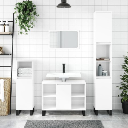 Mueble de baño madera de ingeniería blanco brillo 80x33x60 cm de vidaXL, Tocadores de baño - Ref: Foro24-831638, Precio: 57,2...