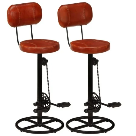 Taburetes de cocina 2 uds piel cabra auténtica negro y marrón de vidaXL, Taburetes de cocina - Ref: Foro24-338215, Precio: 22...
