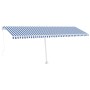 Toldo de pie retráctil manual azul y blanco 600x350 cm en Toldos | Comprar online en Foru.es