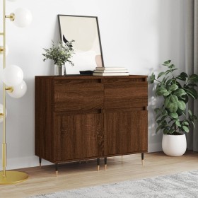 Aparadores 2 uds madera de ingeniería marrón roble 40x35x70 cm de vidaXL, Aparadores - Ref: Foro24-831147, Precio: 62,88 €, D...