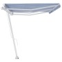 Toldo de pie retráctil manual azul y blanco 600x350 cm en Toldos | Comprar online en Foru.es