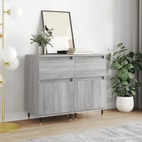 Aparadores 2 uds madera de ingeniería gris Sonoma 40x35x70 cm de vidaXL, Aparadores - Ref: Foro24-831145, Precio: 66,04 €, De...