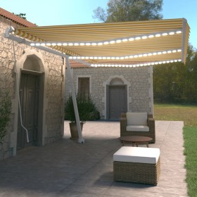 Toldo manual retráctil con LED amarillo y blanco 600x350 cm en Toldos | Comprar online en Foru.es