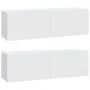TV wall furniture 2 units white engineered wood 100x30x30 cm by vidaXL, TV Furniture - Ref: Foro24-804544, Price: 125,57 €, D...
