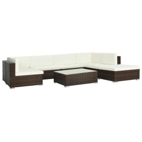 Set muebles de jardín 8 piezas y cojines ratán sintético marrón en Conjuntos de jardín | Comprar online en Foru.es