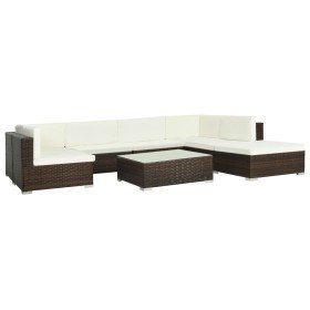 Set muebles de jardín 8 piezas y cojines ratán sintético marrón en Conjuntos de jardín | Comprar online en Foru.es