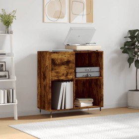 Mueble discos madera contrachapada roble ahumado 84,5x38x89 cm de vidaXL, Almacenamiento para CD y DVD - Ref: Foro24-831769, ...
