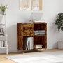 Mueble discos madera contrachapada roble ahumado 84,5x38x89 cm de vidaXL, Almacenamiento para CD y DVD - Ref: Foro24-831769, ...