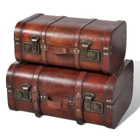 Baúl cofre de madera vintage marrón 2 unidades de vidaXL, Baúles de almacenamiento - Ref: Foro24-240575, Precio: 87,97 €, Des...