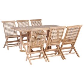 Set de comedor de jardín plegable 7 piezas madera maciza teca en Conjuntos de jardín | Comprar online en Foru.es