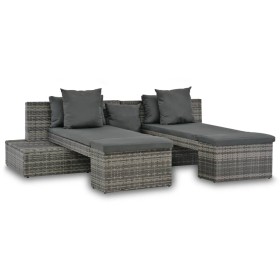 Set de muebles de jardín 4 pzas y cojines ratán sintético gris en Sofás de exterior | Comprar online en Foru.es