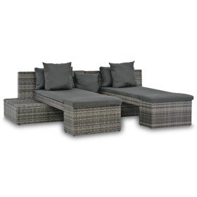 Set de muebles de jardín 4 pzas y cojines ratán sintético gris en Sofás de exterior | Comprar online en Foru.es