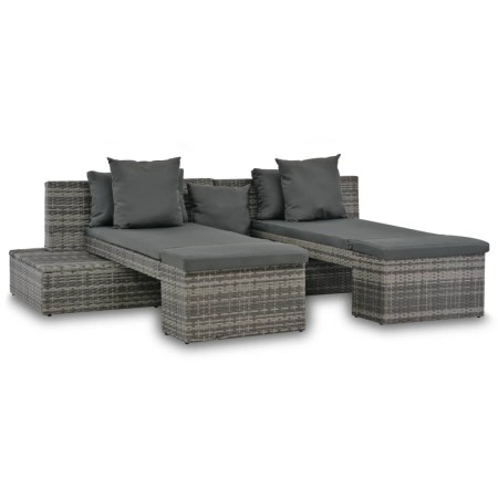 Set de muebles de jardín 4 pzas y cojines ratán sintético gris en Sofás de exterior | Comprar online en Foru.es