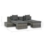 Set de muebles de jardín 4 pzas y cojines ratán sintético gris en Sofás de exterior | Comprar online en Foru.es