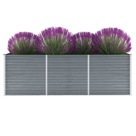 Arriate de jardín de acero galvanizado gris 240x80x77 cm en Macetas y jardineras | Comprar online en Foru.es